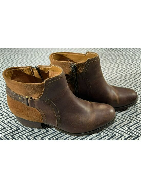 Clarks Shoes - Clarks Womens Leather Maypearl Lilac Ankle Boots Brown Size 8 Suede Side Zipper